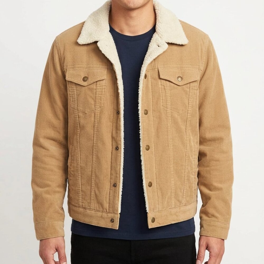 Vintage Marvin Richards Men's Tan Corduroy Sherpa Western Style Jacket Size L